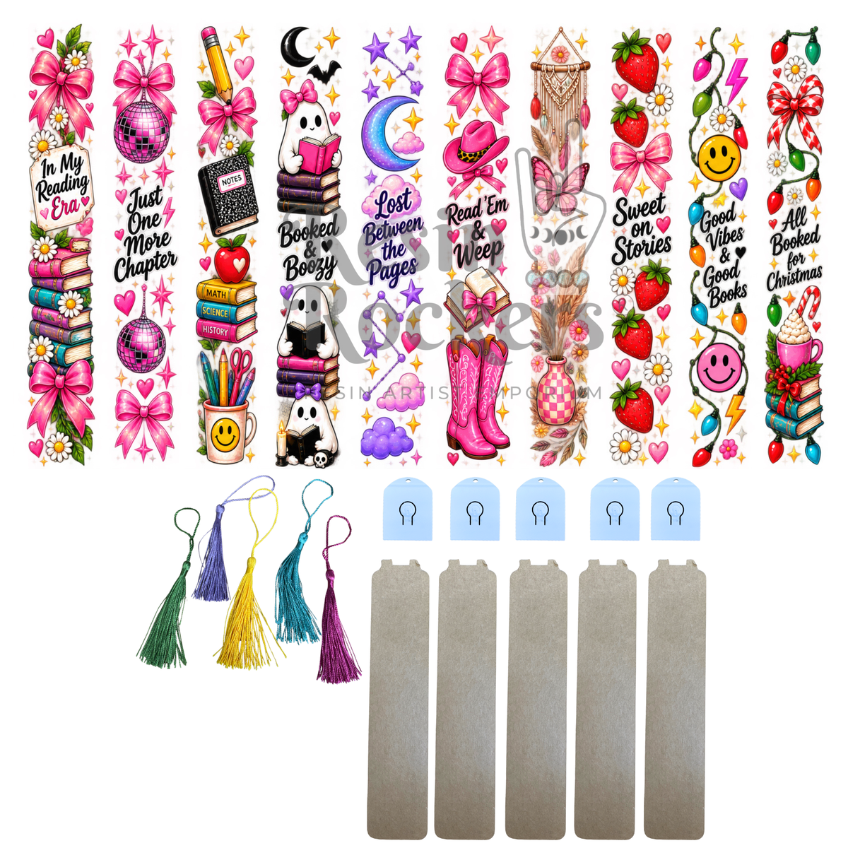 LED Light Up Bookmark Mini Kit (set of 5) with 8 DTF and Tassels