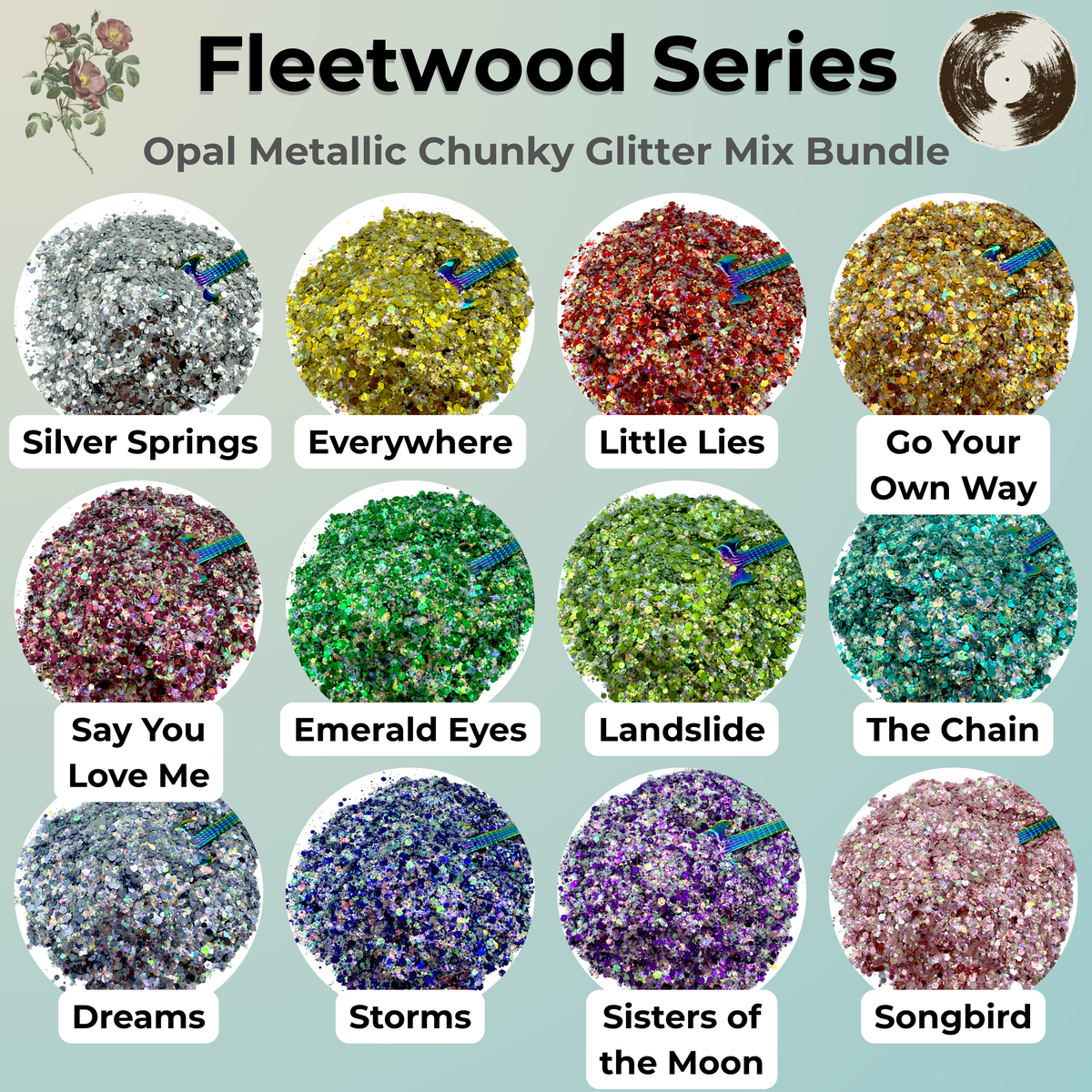 Fleetwood Series Opal Metallic Chunky Glitter Mix Bundle