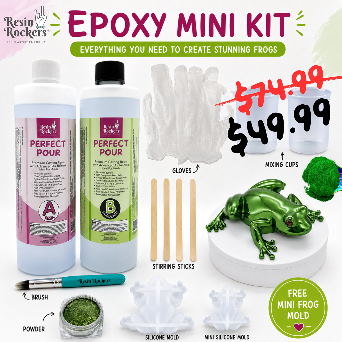 Epoxy Resin Mini Kit Project Box: 3D Chrome Frogs