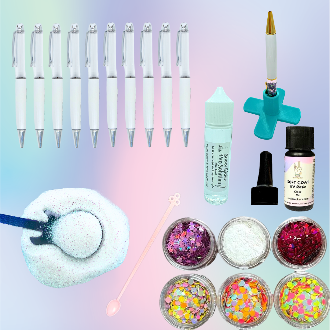 Girly Snow Globe Chunky Ballpoint Pen Soft Coat UV Resin Crafting Kit