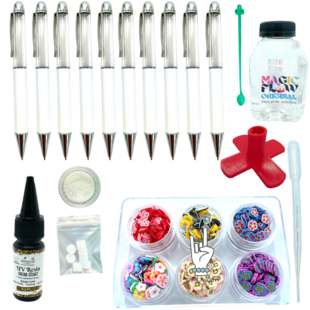 Funky Floral Snow Globe Chunky Ballpoint Sublimation Pen UV Resin Crafting Kit