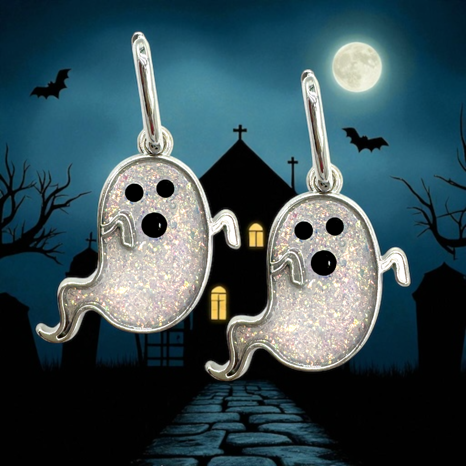 10-Pack of Ghost Open Back Pendant or Earring Bezel Blanks