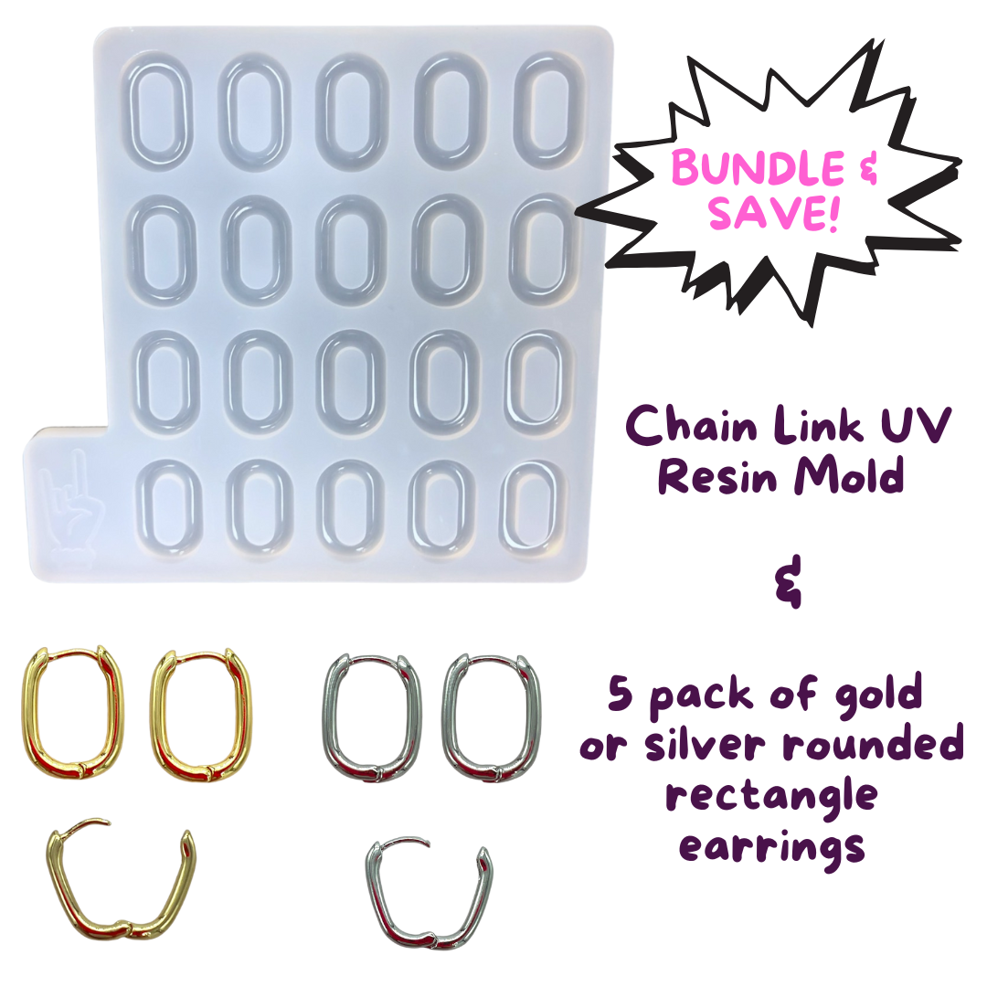 Chain Link UV Resin Mold and Rounded Rectangle Earring Bundle