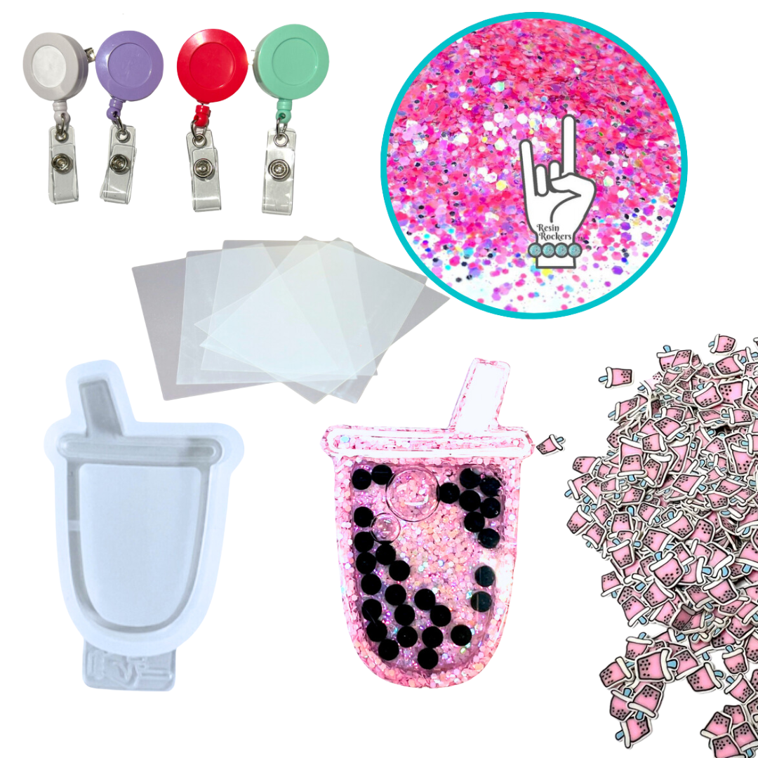 Boba Tea Shaker Badge Reel or Phone Grip Resin Crafting Kit