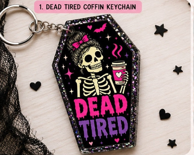 Dead Tired Skeleton Coffin Keychain Project Pack
