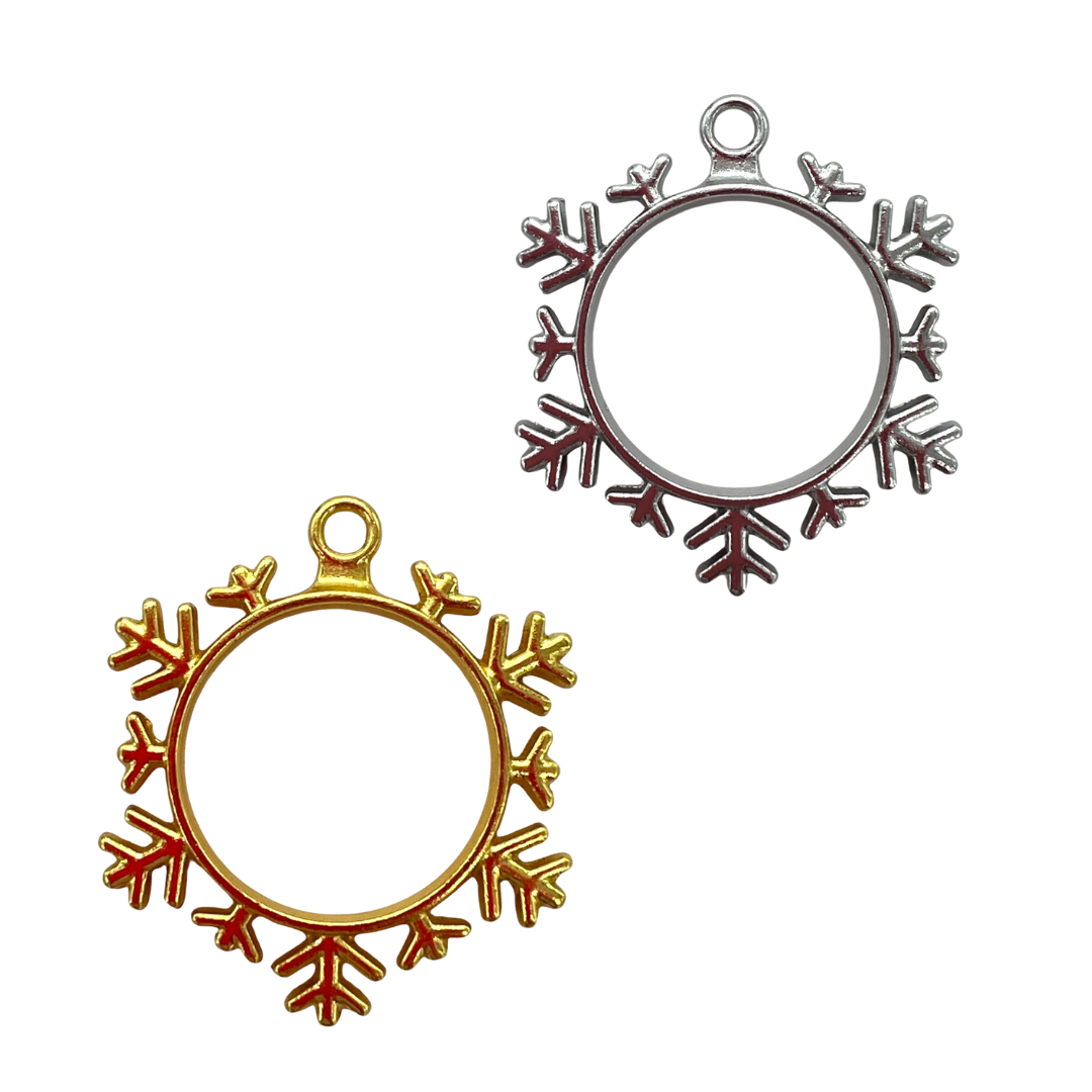 10 Pack of Simple Snowflake Shaped Open Back Pendant or Earring Bezel Blank