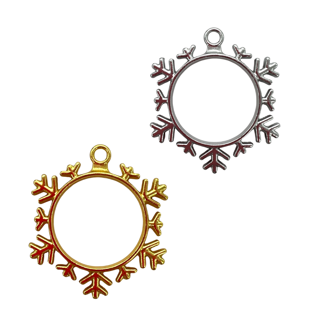 10 Pack of Simple Snowflake Shaped Open Back Pendant or Earring Bezel Blank for UV or Epoxy Resin