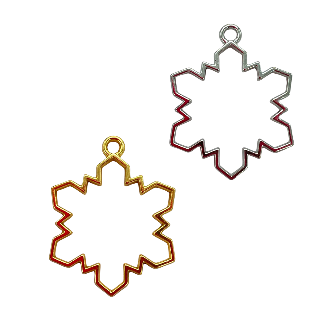 10 Pack of Geometric Snowflake Shaped Open Back Pendant or Earring Bezel Blank for UV or Epoxy Resin