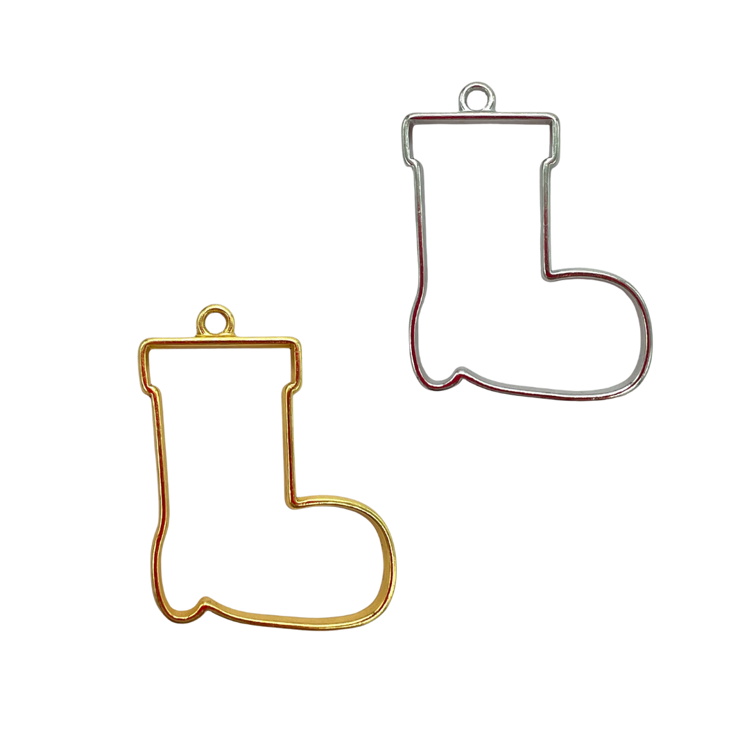 10 Pack of Stocking or Boot Shaped Open Back Pendant or Earring Bezel Blank