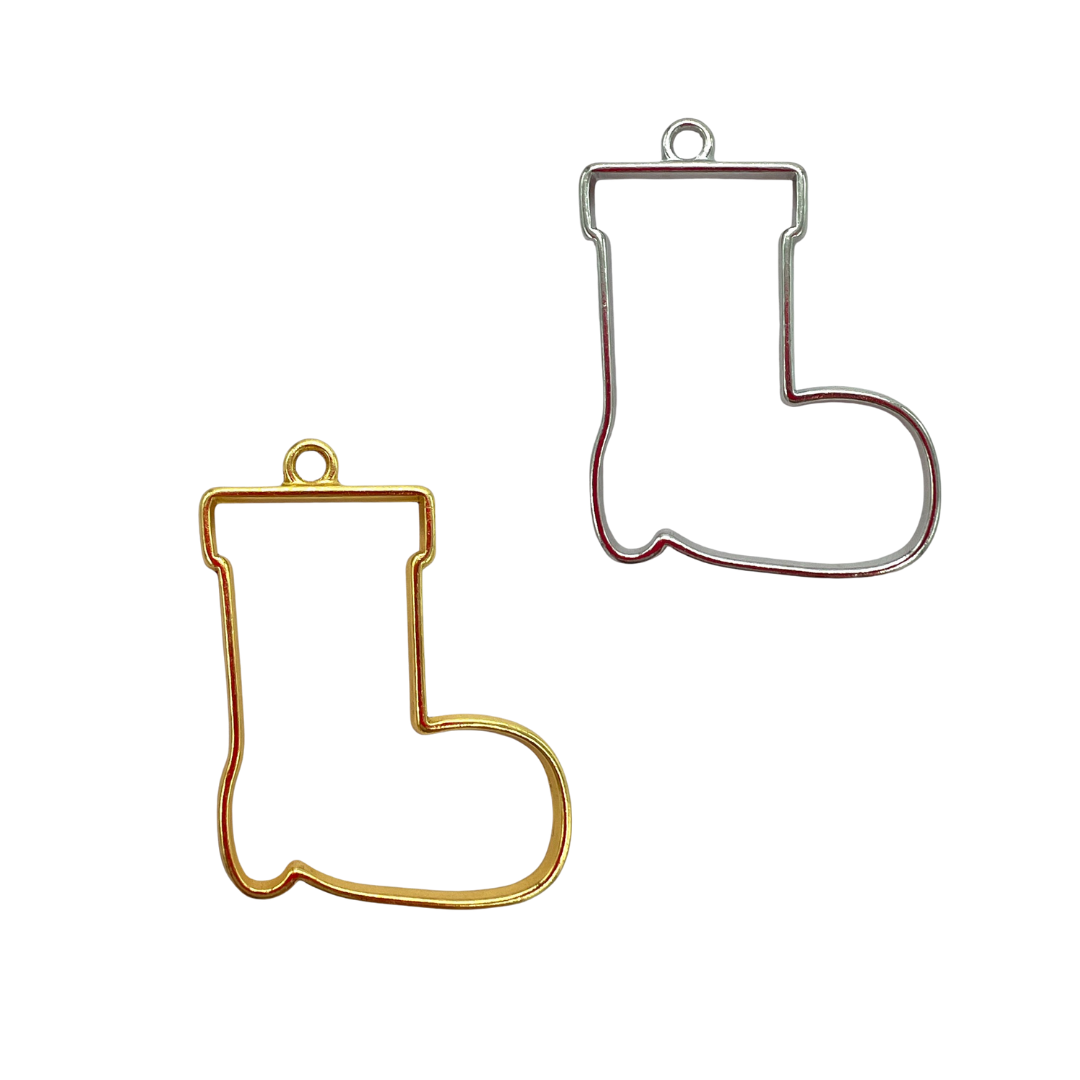 10 Pack of Stocking or Boot Shaped Open Back Pendant or Earring Bezel Blank for UV or Epoxy Resin