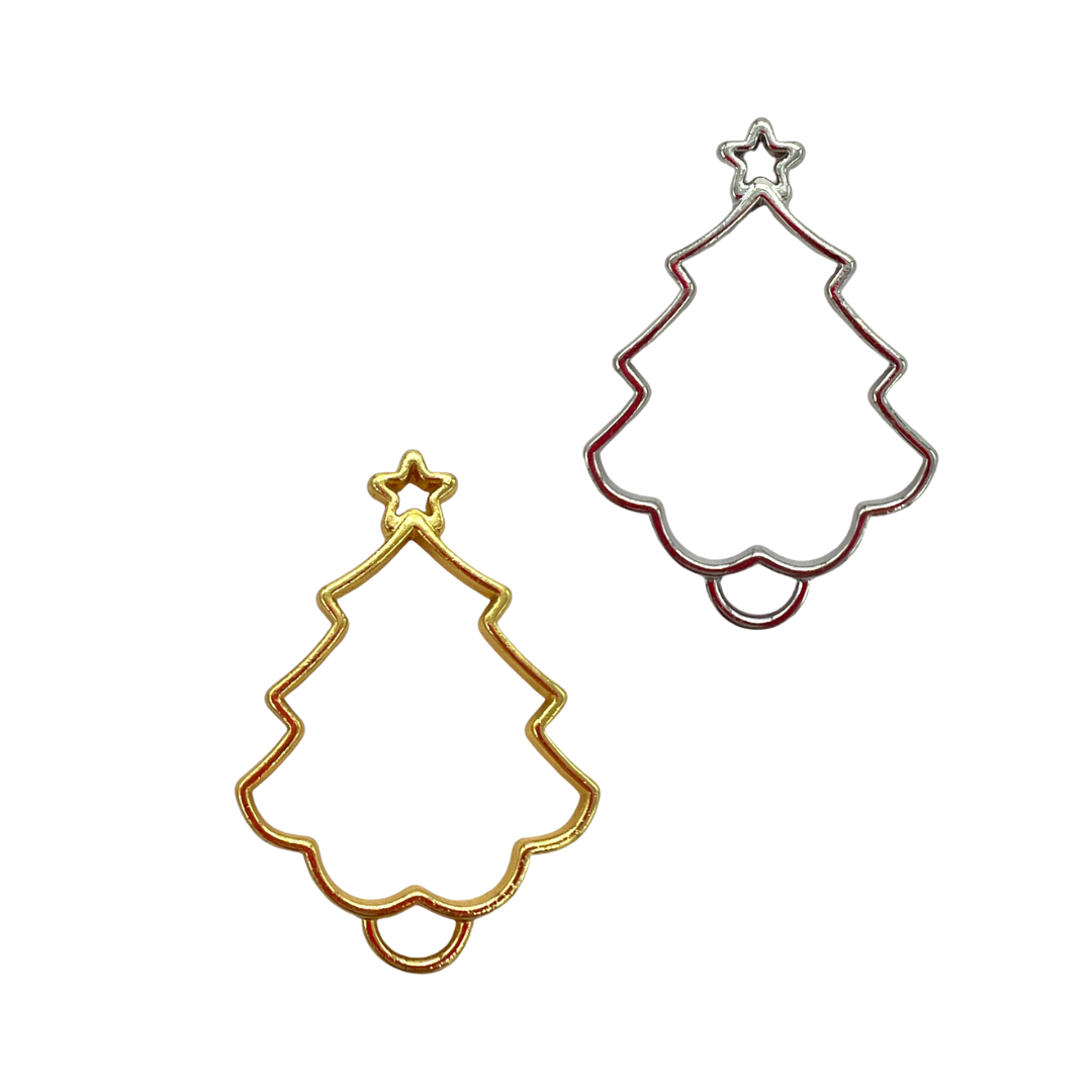 10 Pack of Christmas Tree With Star Open Back Pendant or Earring Bezel Blank for UV or Epoxy Resin (Copy)