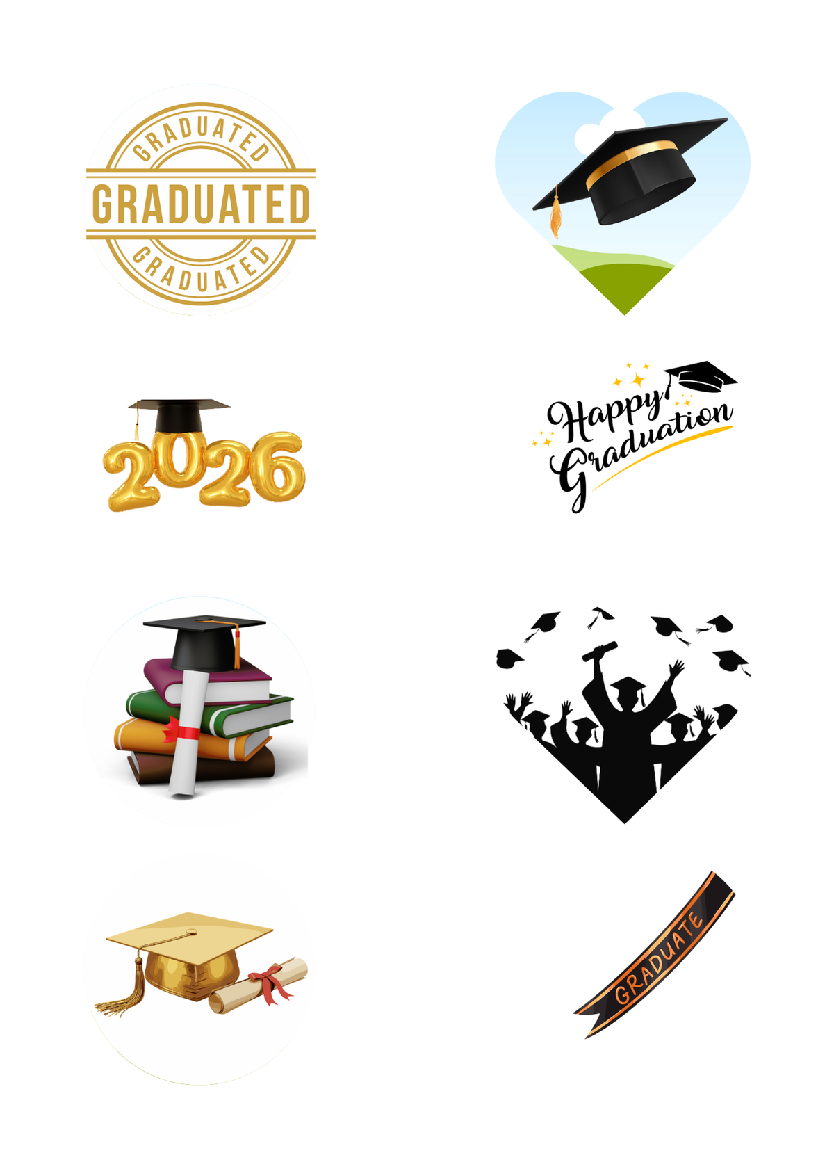 Graduate 2026 Watch Charm Decal Sheet
