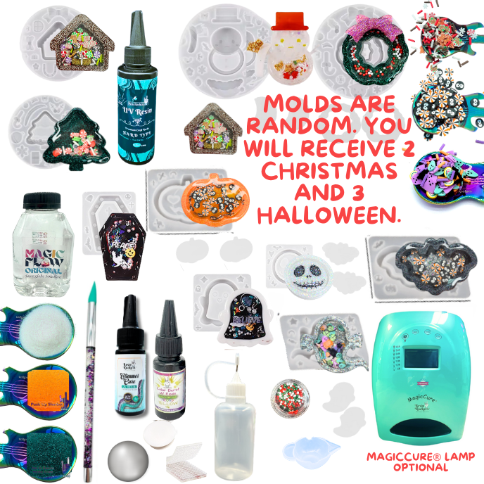 Holiday UV Resin Shaker Class Kit 2.0 - FREE VIRTUAL CLASS SEPT 18 @ 830p ET - Ships in Sept