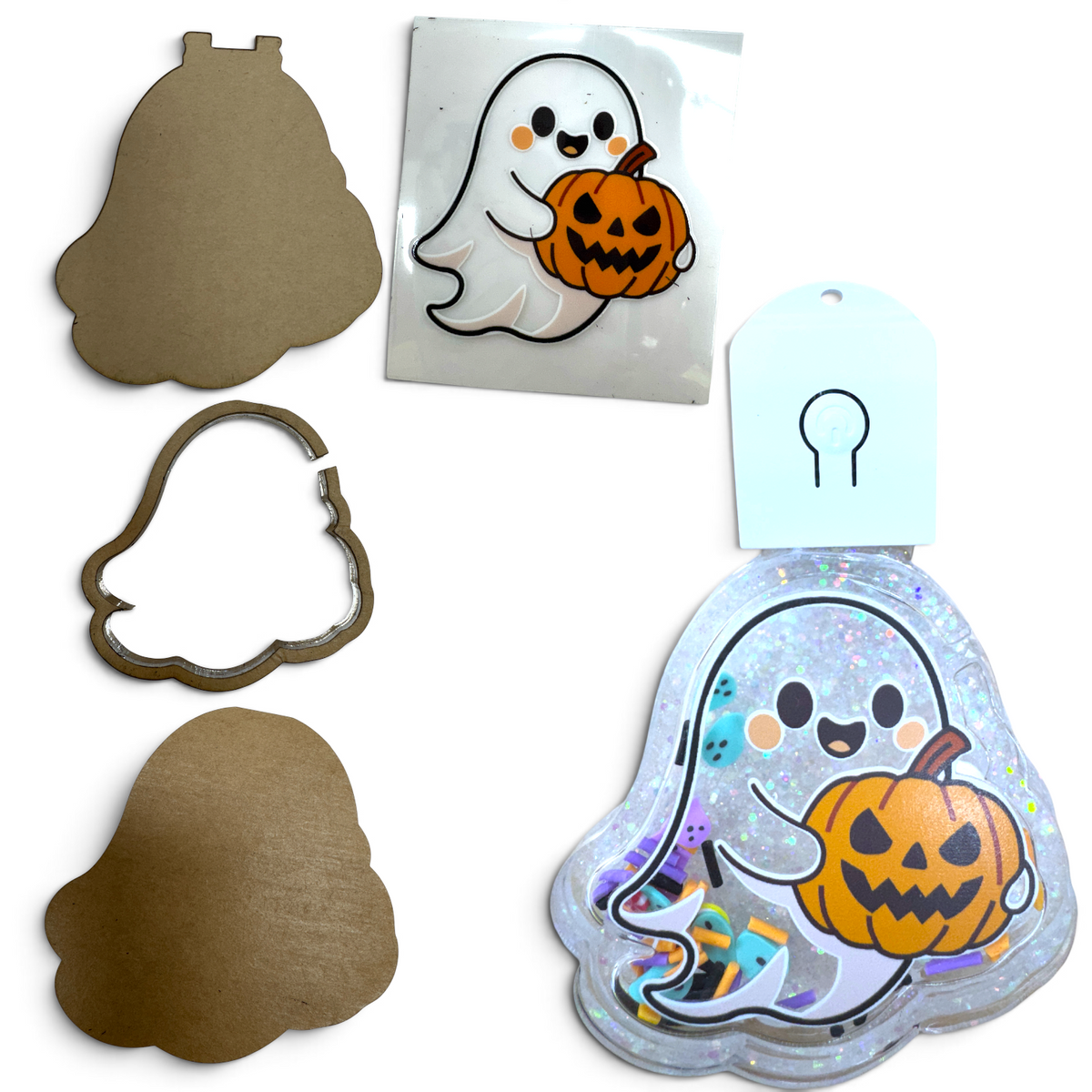 Halloween Ghost LED Light Up Snow Globe Shaker Kit