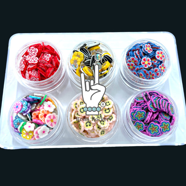 Funky Floral Combo Set Of Polymer Clay Pieces For Epoxy And Uv Resin A Resin Rockers 8057