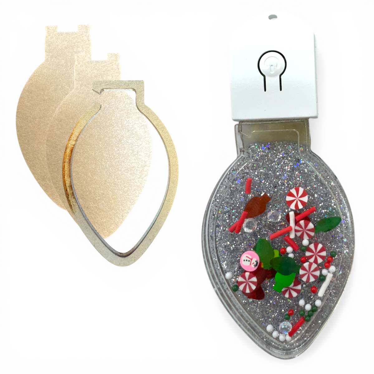 Bulb LED Light Up Snow Globe Shaker Ornament Blank Kit
