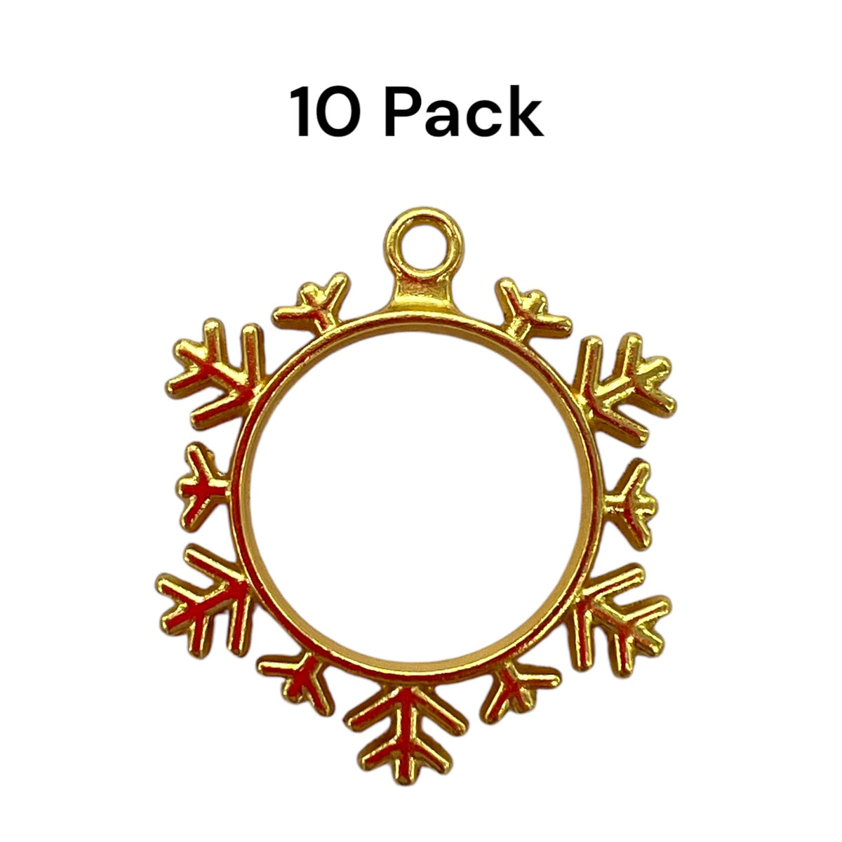 10 Pack of Simple Snowflake Shaped Open Back Pendant or Earring Bezel Blank for UV or Epoxy Resin