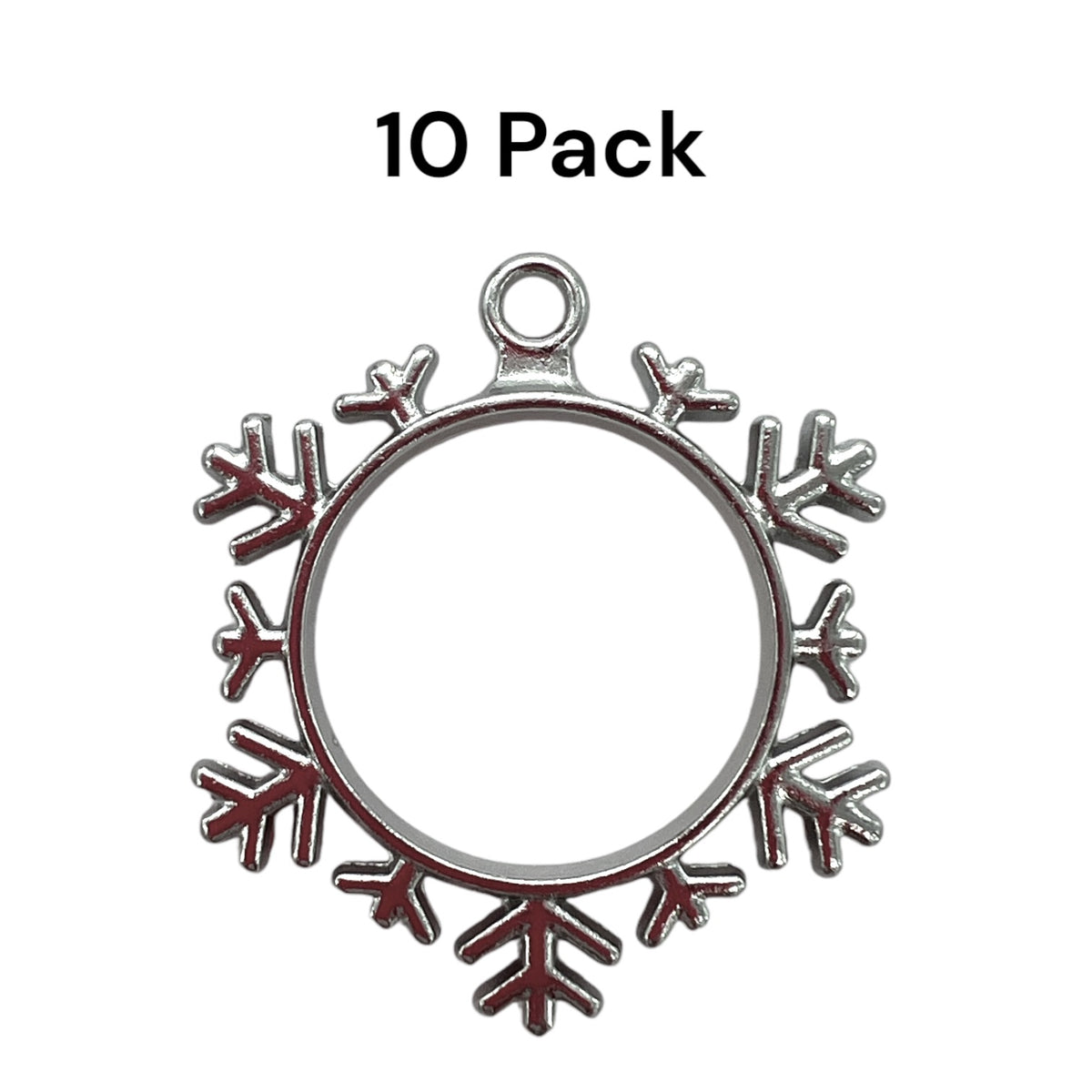 10 Pack of Simple Snowflake Shaped Open Back Pendant or Earring Bezel Blank for UV or Epoxy Resin