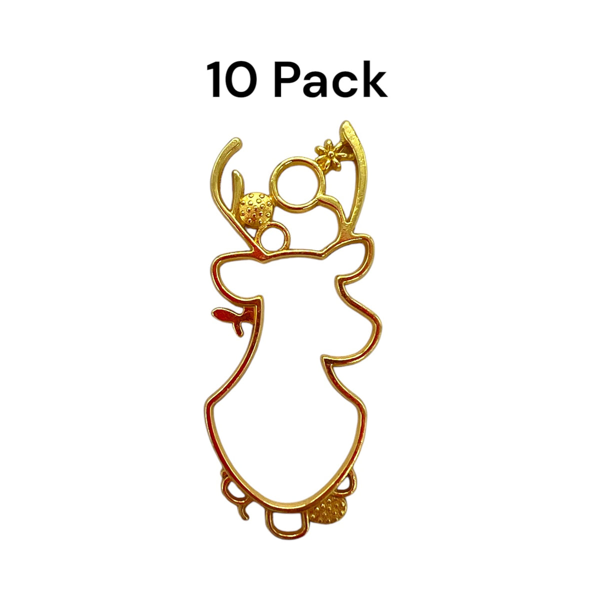 10 Pack of Reindeer Bust Open Back Pendant or Earring Bezel Blank for UV or Epoxy Resin