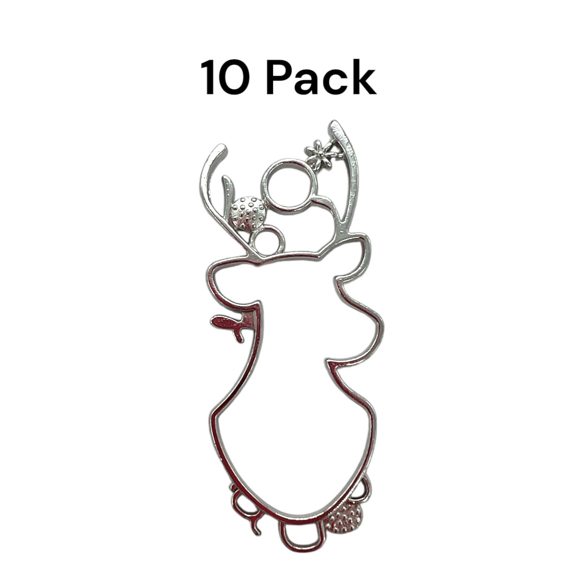 10 Pack of Reindeer Bust Open Back Pendant or Earring Bezel Blank for UV or Epoxy Resin