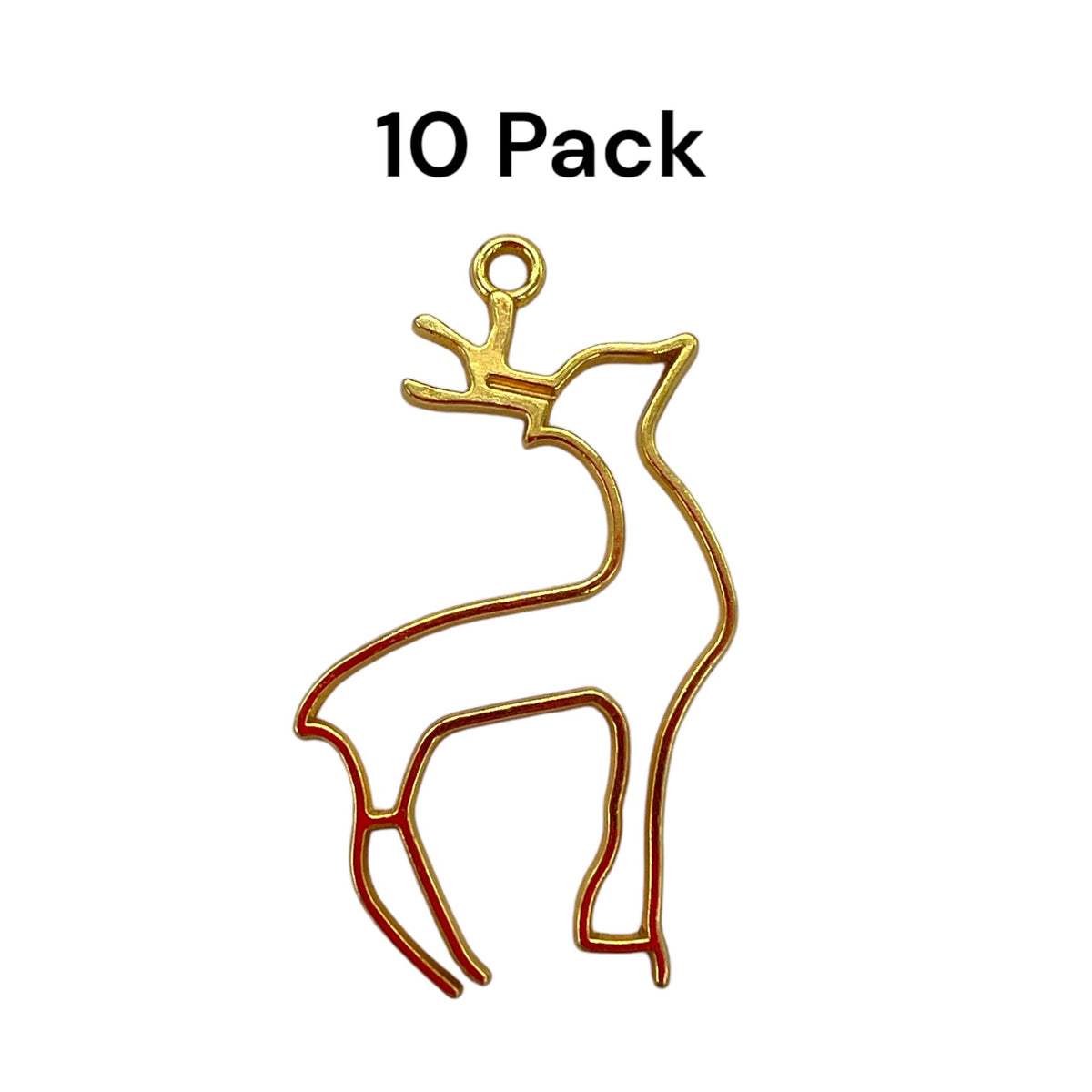 10 Pack of Standing Reindeer Open Back Pendant or Earring Bezel Blank for UV or Epoxy Resin