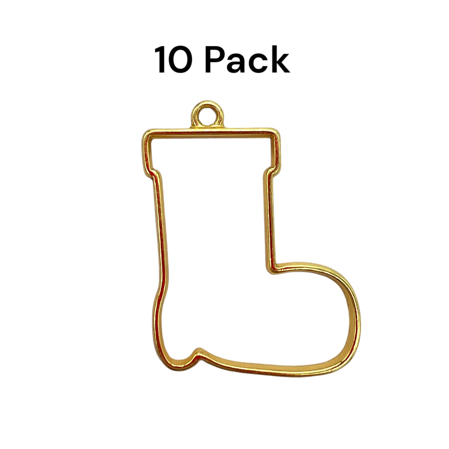 10 Pack of Stocking or Boot Shaped Open Back Pendant or Earring Bezel Blank