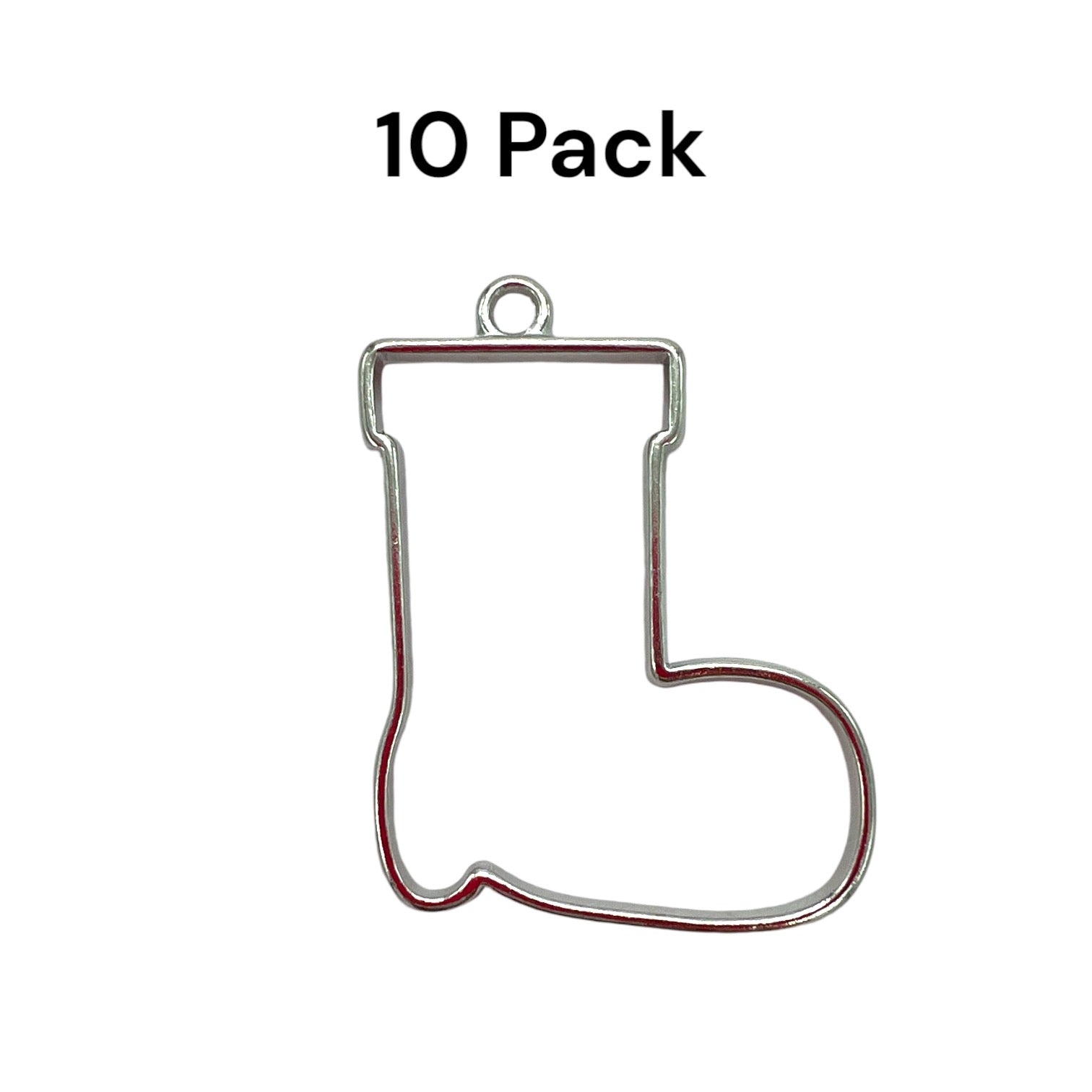 10 Pack of Stocking or Boot Shaped Open Back Pendant or Earring Bezel Blank