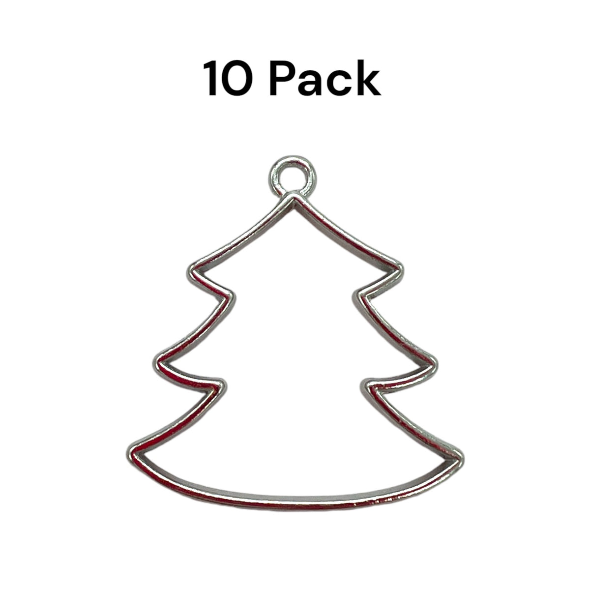 10 Pack of Simple Christmas Tree Shaped Open Back Circle Pendant or Earring Bezel Blank for UV or Epoxy Resin