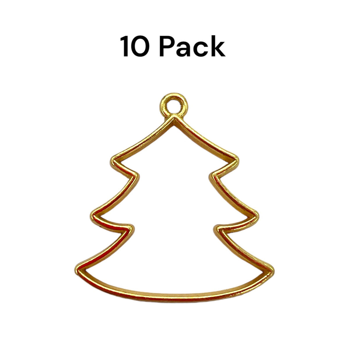 10 Pack of Simple Christmas Tree Shaped Open Back Circle Pendant or Earring Bezel Blank for UV or Epoxy Resin