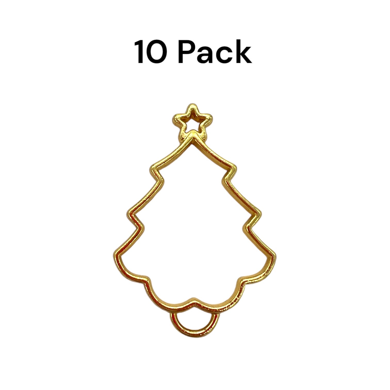 10 Pack of Christmas Tree With Star Open Back Pendant or Earring Bezel Blank