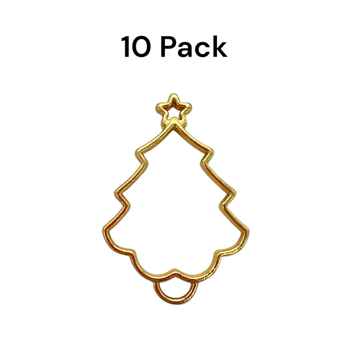 10 Pack of Christmas Tree With Star Open Back Pendant or Earring Bezel Blank for UV or Epoxy Resin (Copy)