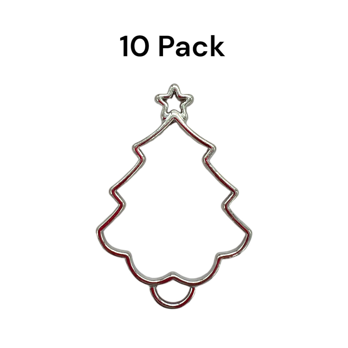 10 Pack of Christmas Tree With Star Open Back Pendant or Earring Bezel Blank for UV or Epoxy Resin (Copy)