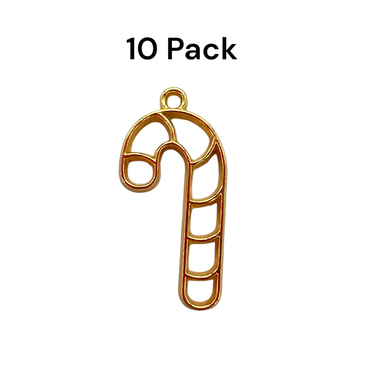 10 Pack of Candy Cane Shaped Open Gold Pendant or Earring Bezel Blank for UV or Epoxy Resin