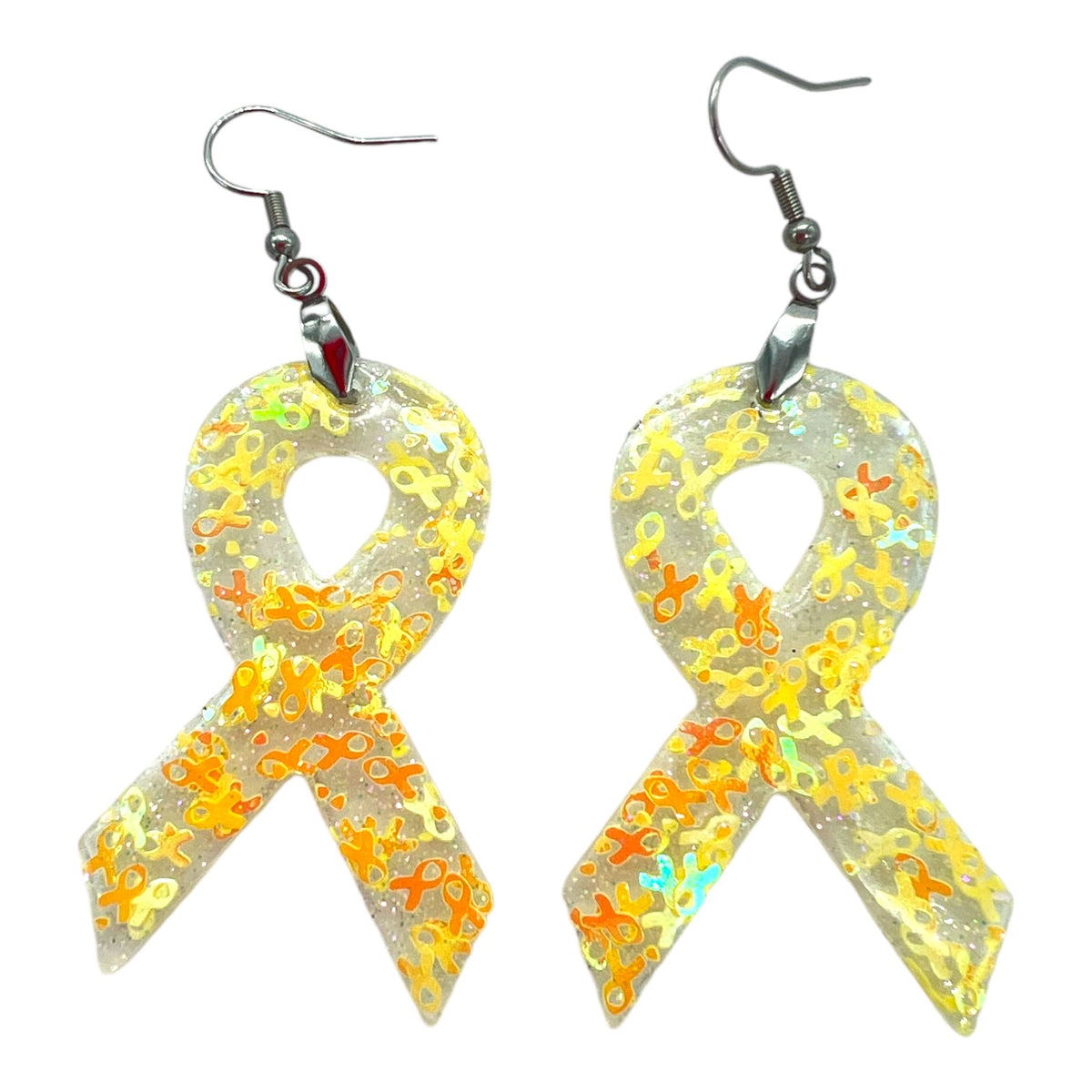 Cancer Awareness Ribbons With Confetti Holographic Glitter Shapes for Epoxy and UV Resin Art (Multiple Colors)