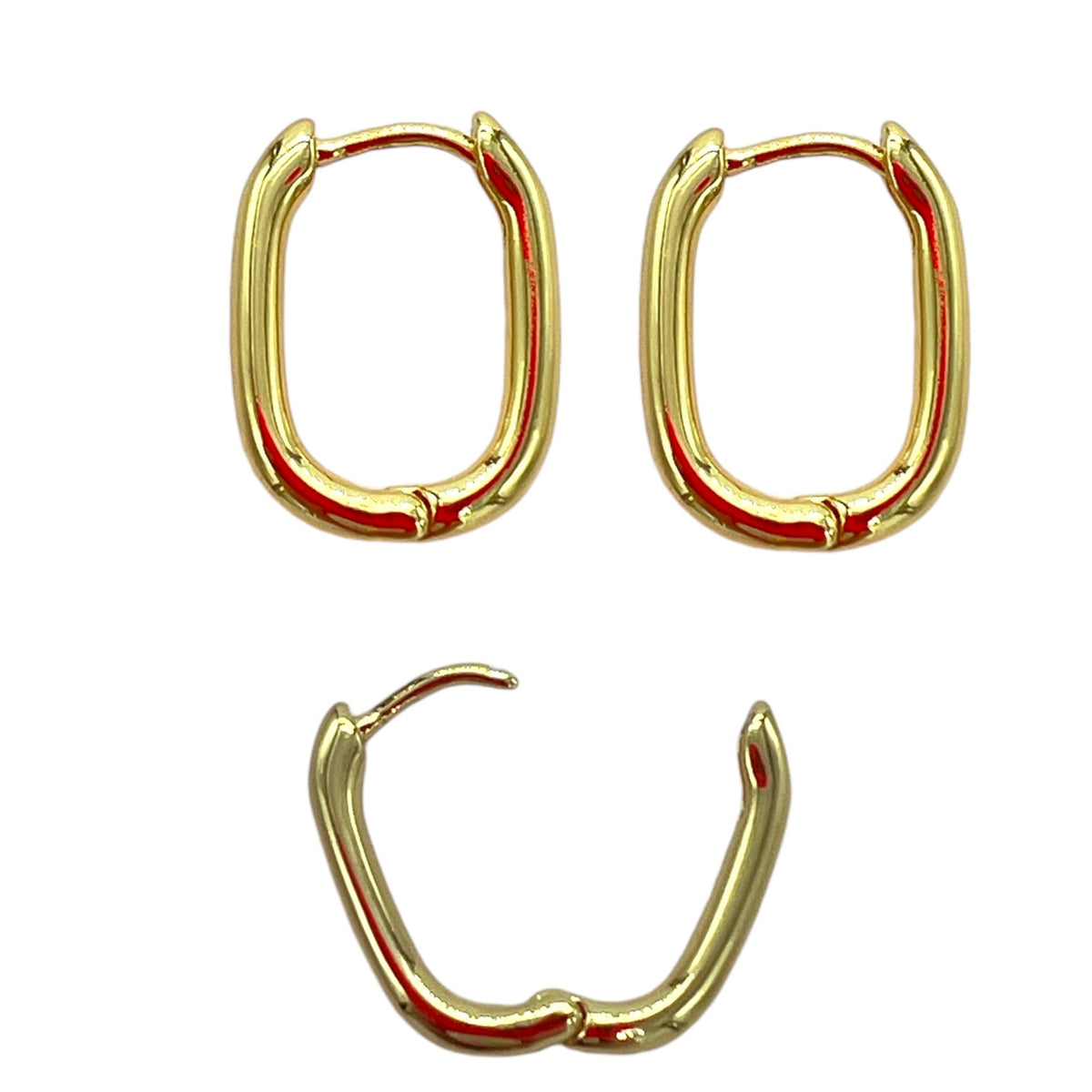 Rounded Rectangle Hoop Earring Links Earrings (1 pair) High Quality Hypoallergenic