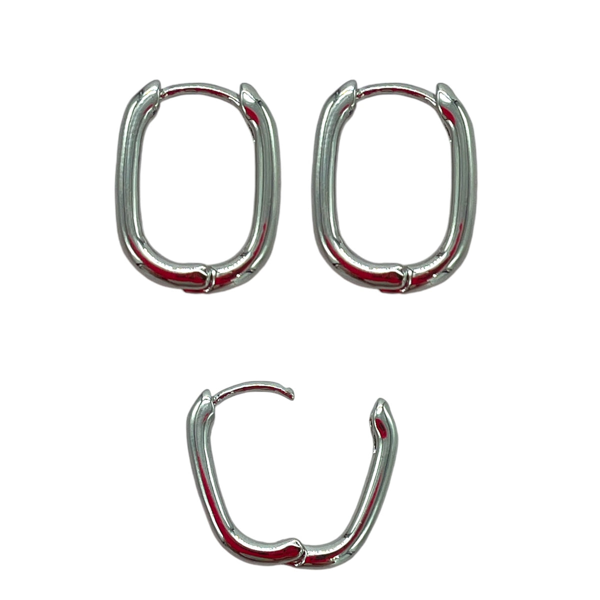 Rounded Rectangle Hoop Earring Links Earrings (1 pair) High Quality Hypoallergenic