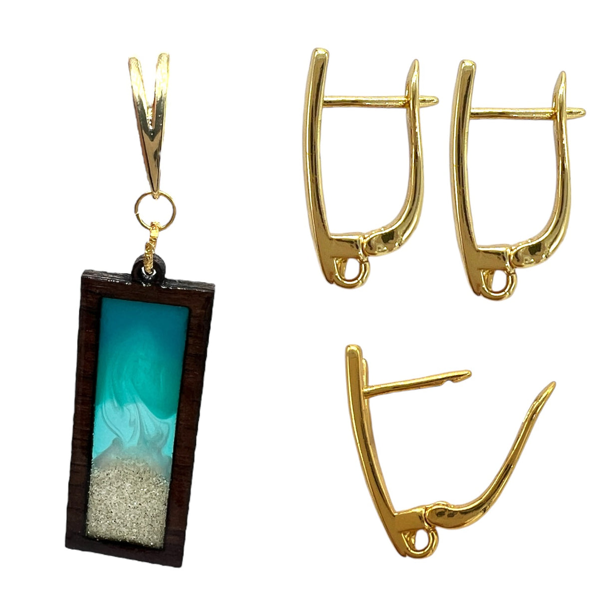 Gold V Leverback Dangle Earring Findings With Open Jump Ring