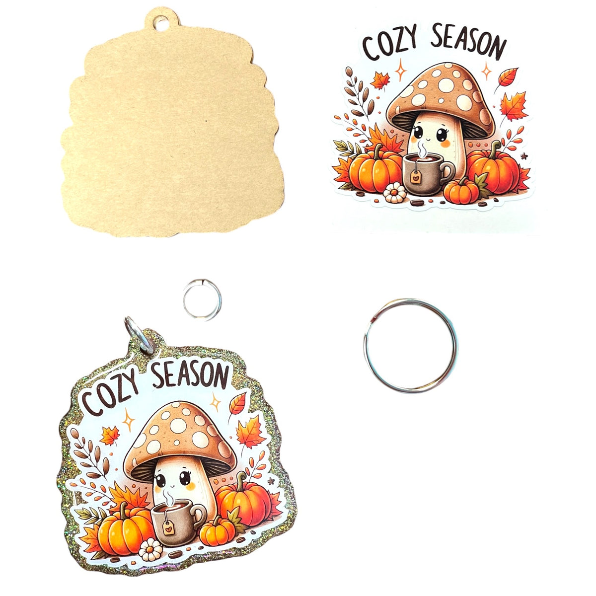 Cozy Season Acrylic Blank With Vinyl Decal Keychain Kit for UV and Epoxy Resin