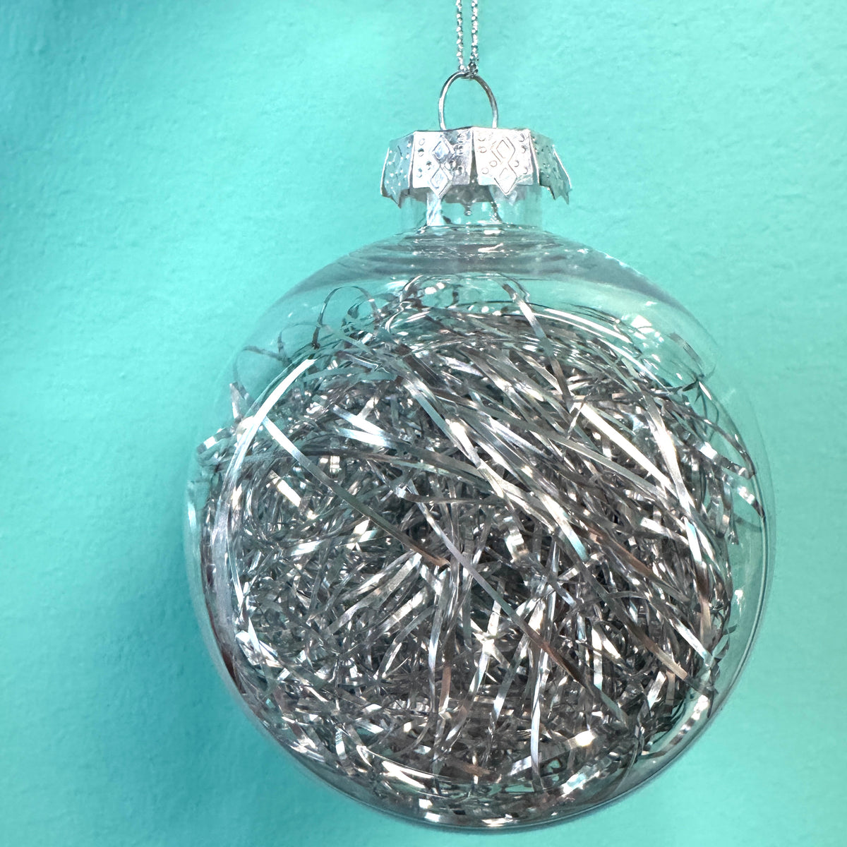 Tinsel Flat-sided Globe Ornament Blank for Epoxy Resin
