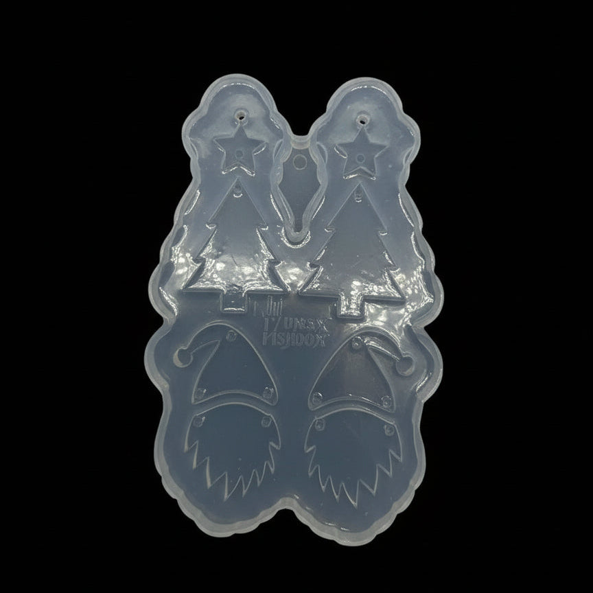 Santa and Christmas Tree Dual UV Resin & Epoxy Earring Mold with Hardware