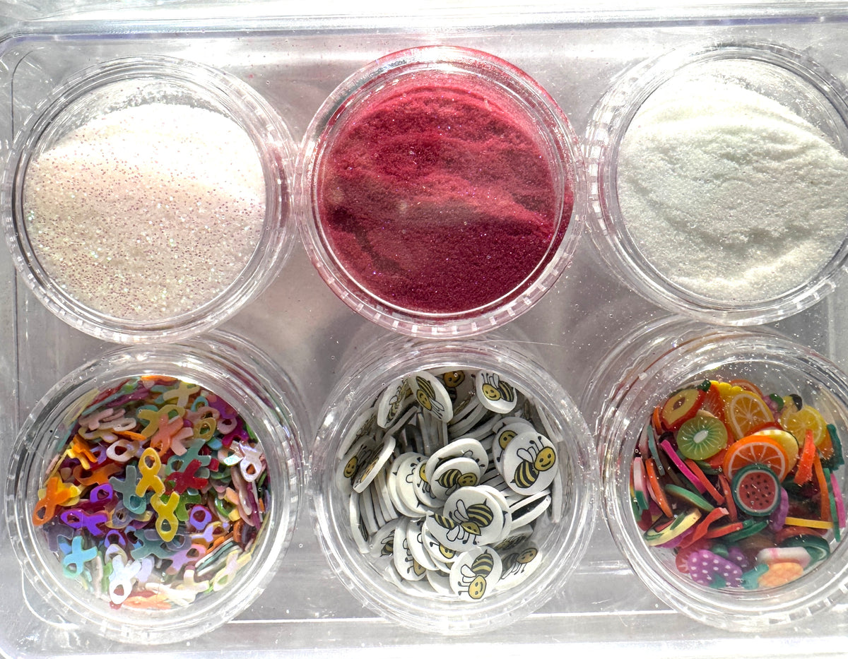 Bumble Bee & Cancer Awareness Combo Set of Polymer Clay and Glitter for Snow Globe Pens