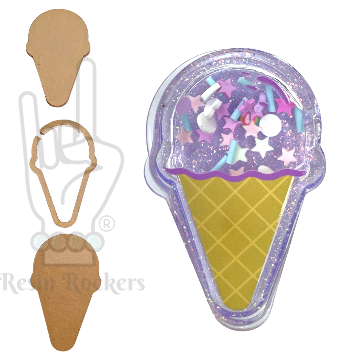 Ice Cream Cone Snow Globe Shaker Blank Kit