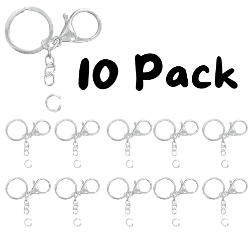 10 Pack of Heavy Duty Keychain Rings With Jump Rings and Clip