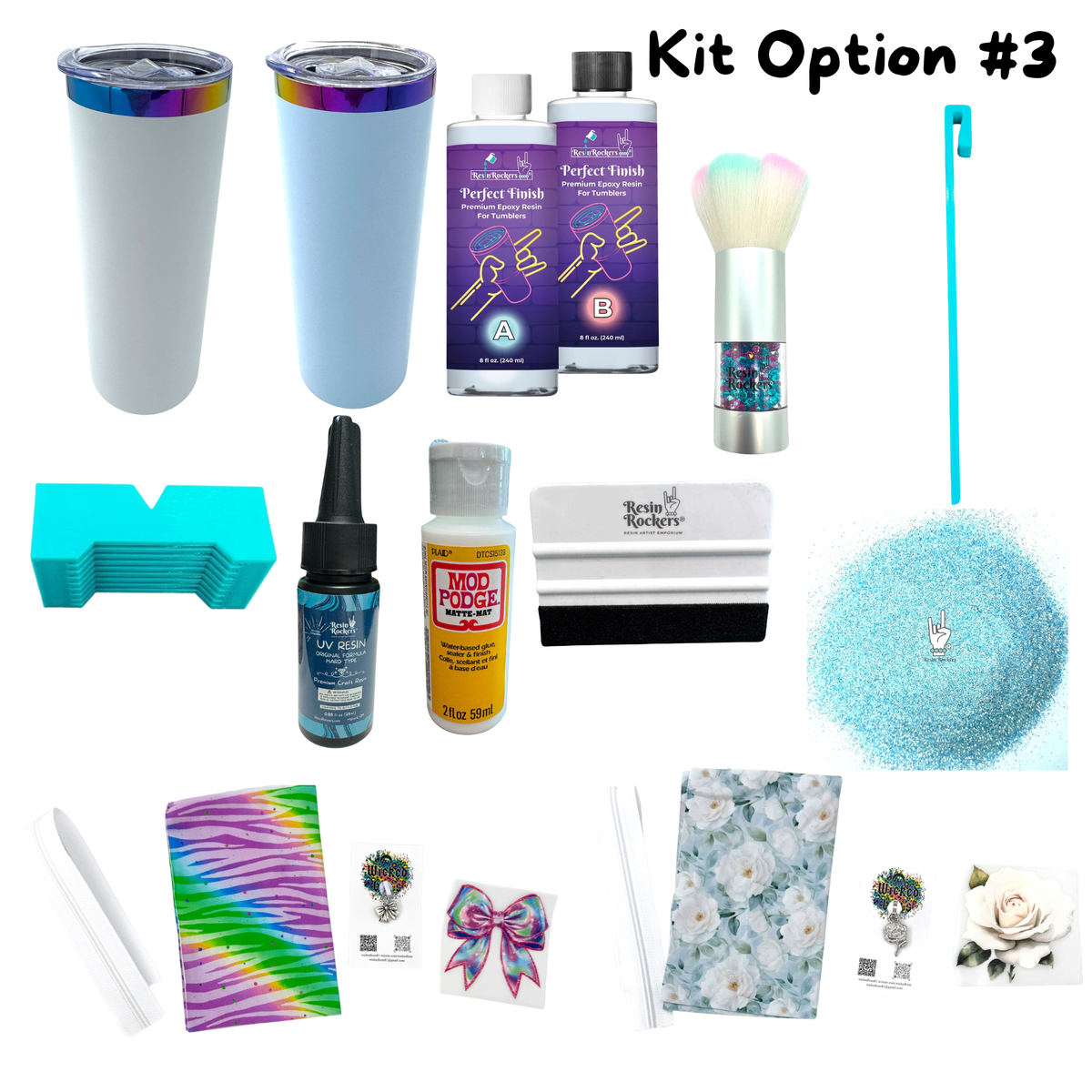 Zipper Tumbler with Epoxy and Fabric Class Kit with Pre-recorded Tutorial