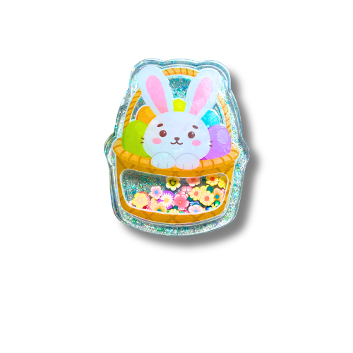 Easter Bunny Basket Snow Globe Shaker Blank Kit w Decal