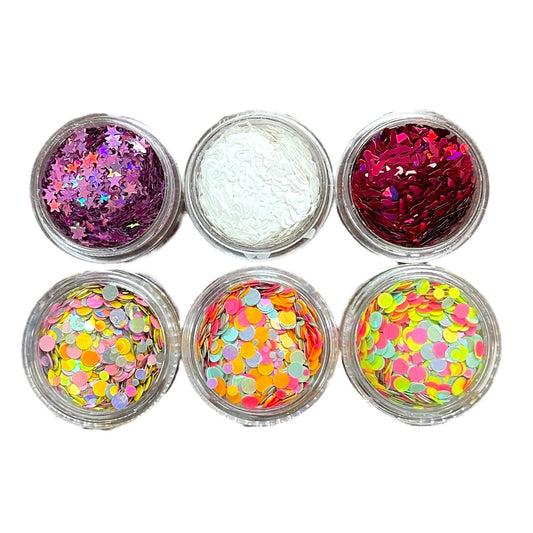 Dollie Girl Combo Set of Glitter Shapes and Dot Glitter Mixes