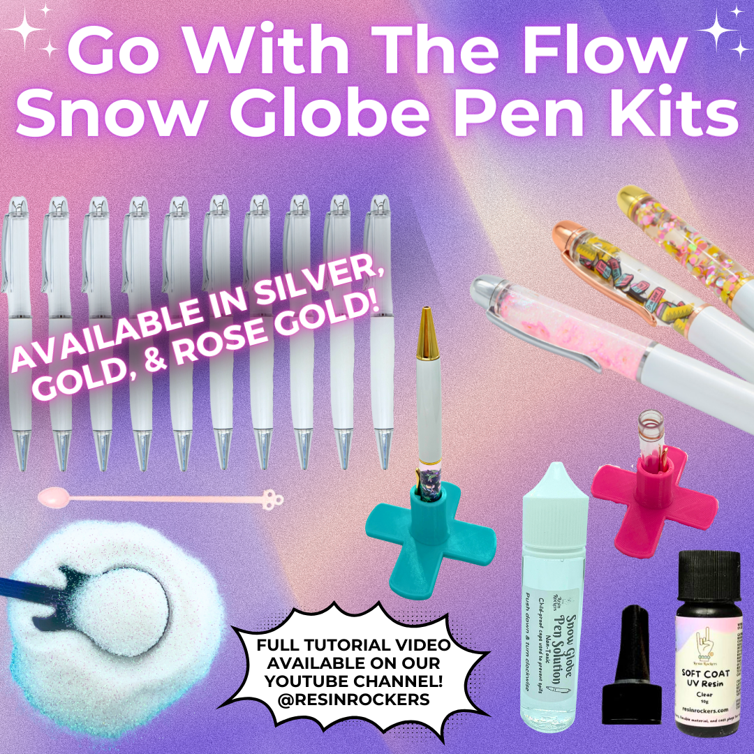 Go With The Flow Snow Globe Chunky Ballpoint Pen Soft Coat UV Resin Crafting Kit