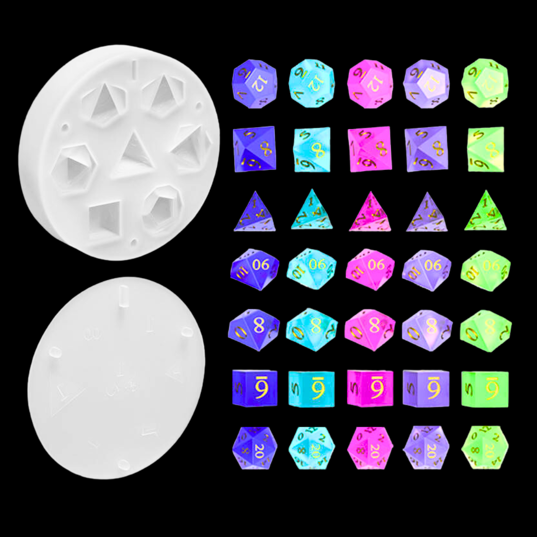 Standard Tabletop Game 7 Dice Mold for UV and Epoxy Resin - Resin Rockers