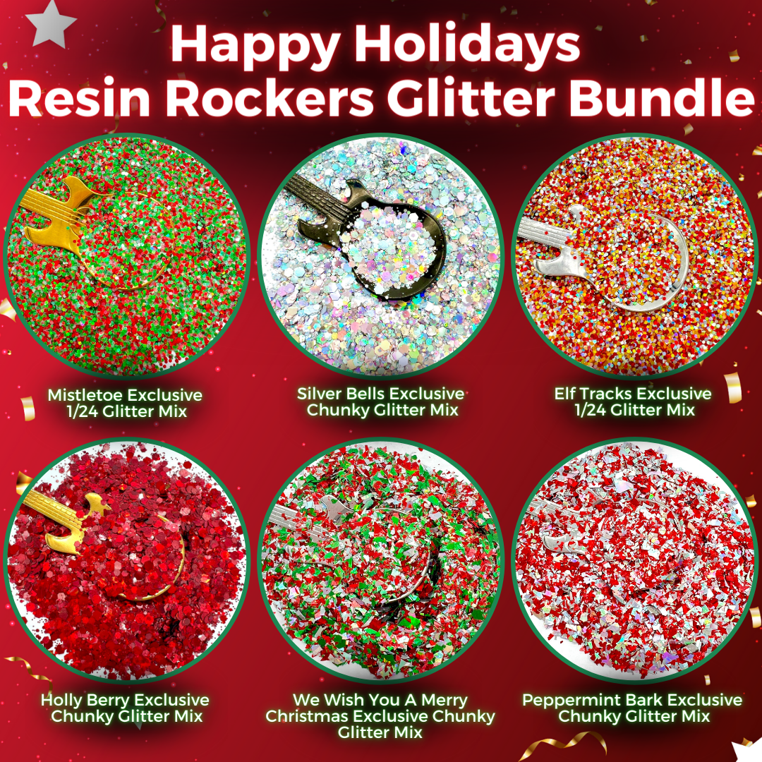 Happy Holidays Resin Rockers Glitter Bundle