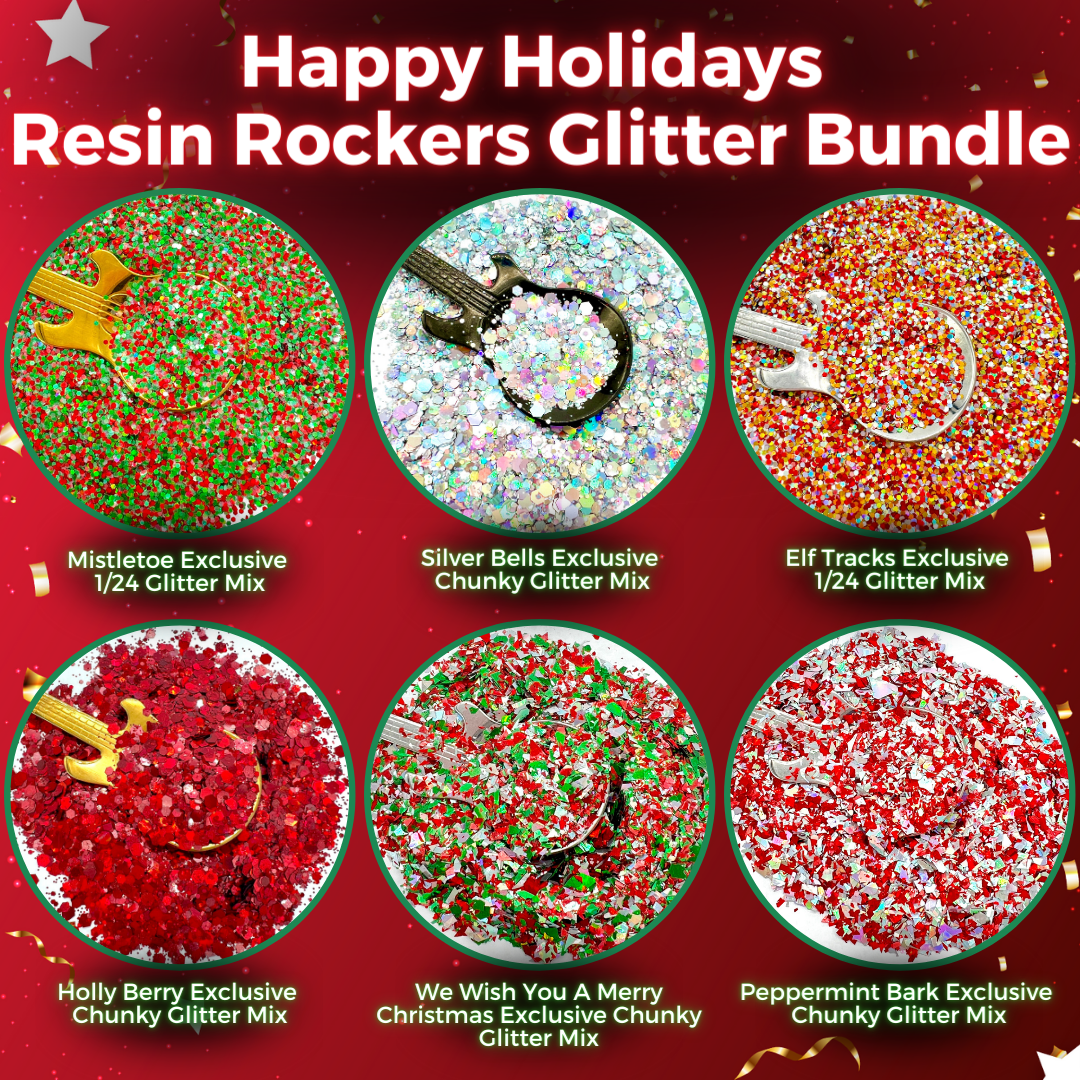 BAM BLANKS Holiday Decal and Glitter Acrylic Shape Sets - Resin Rockers